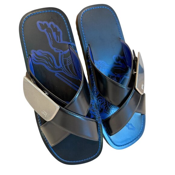 Burberry Black Leather EKD Strip Shield Slide Sandal, all sizes - Picture 7 of 15